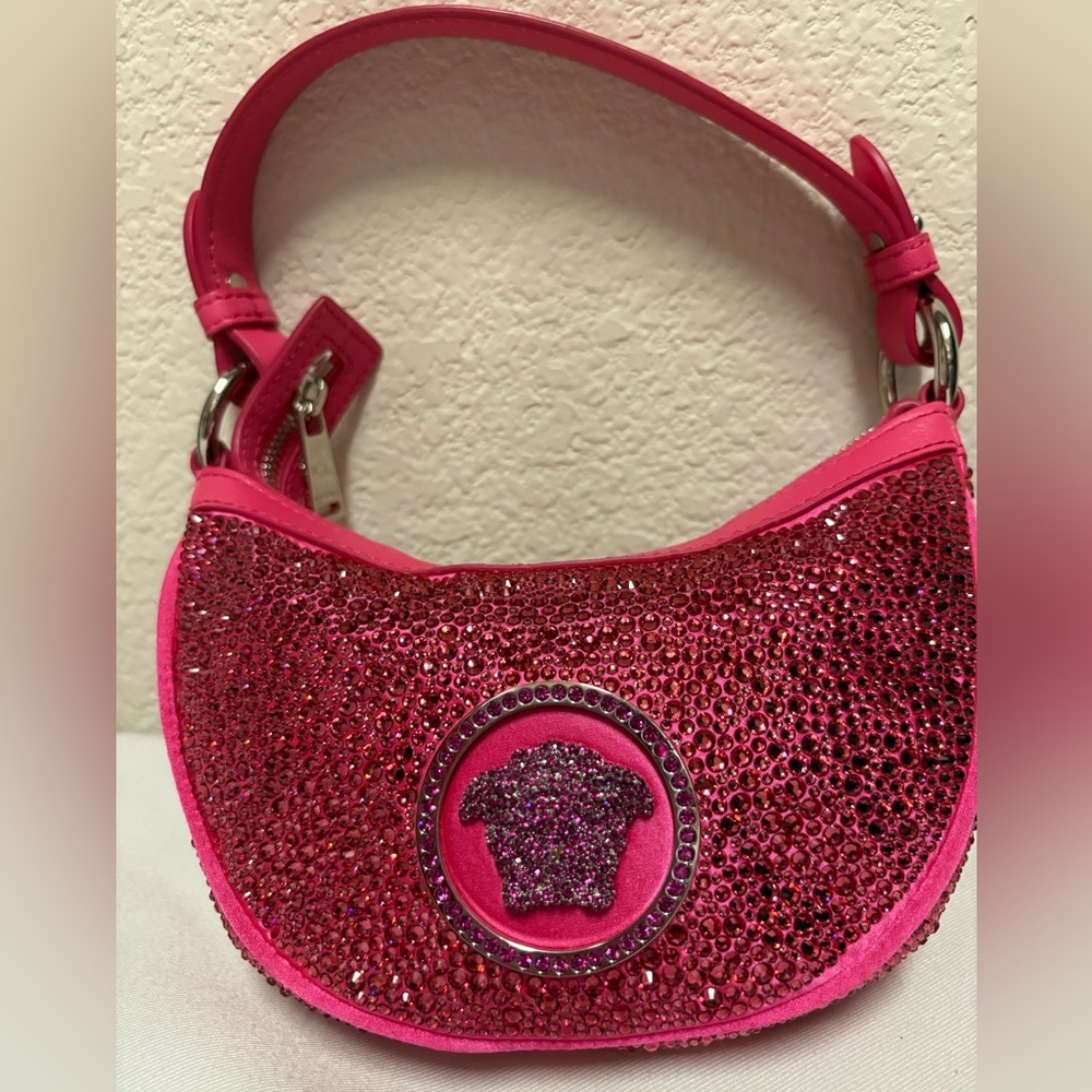 Versace Hot Pink Crystal Medusa Mini Shoulder Bag - Picture 2 of 9